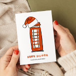 Tarjeta Festiva Red Santa Hat London Red Phone Box Business<br><div class="desc">Tarjeta de felicitación corporativa de vacaciones con un ilustracion de la caja del teléfono de Londres coronado con un Sombrero Santa. "Felices Fiestas" está escrito en un lúgubre tipo rojo sobre tu nombre en un texto elegante y moderno. Personaliza tu saludo, nombre y mensaje en el reverso. Arte original y...</div>