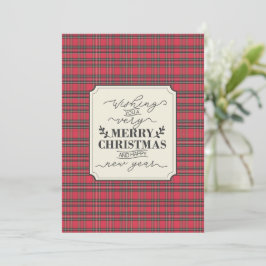 Tarjeta Festiva Red Scottish Traditional Typographic Christmas