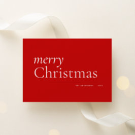 Tarjeta Festiva Red Simple Serif Merry