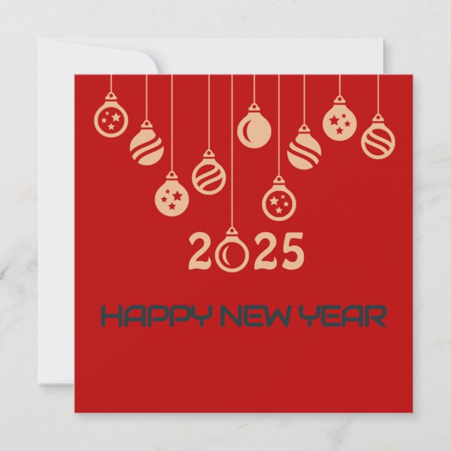 Tarjeta Festiva Red Square wish card New Year with Christmas ball (Anverso)