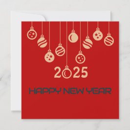 Tarjeta Festiva Red Square wish card New Year with Christmas ball