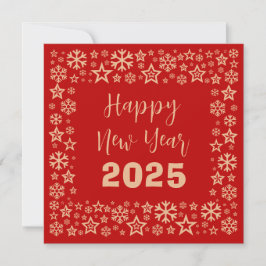 Tarjeta Festiva Red Square wish card with a lot of golden stars