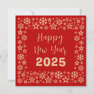 Tarjeta Festiva Red Square wish card with a lot of golden stars