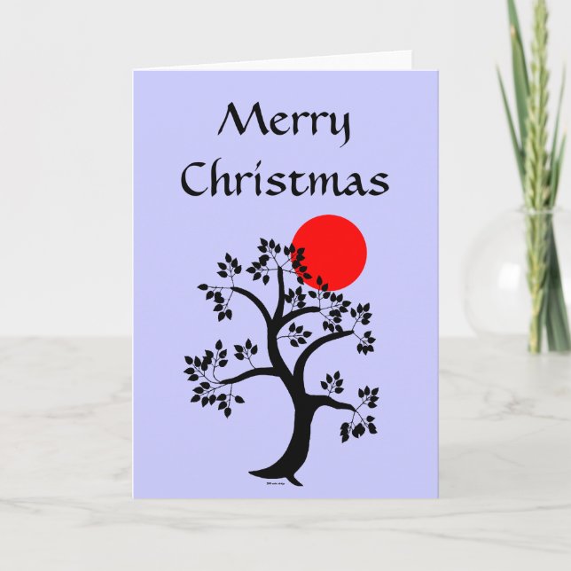Tarjeta Festiva Red Sun Tree Card (Anverso)