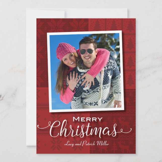 Tarjeta Festiva Red Sweater Merry Christmas Photo Card (Anverso)