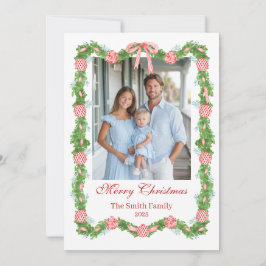 Tarjeta Festiva Red & White Chinoiserie Garland Grandmillennial 