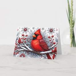 Tarjeta Festiva Red Winter Cardinal Christmas