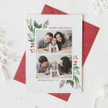 Tarjeta Festiva Red Winterberry y Holly dos Navidades de fotografí<br><div class="desc">Envíe alegría festiva con estilo con nuestra tarjeta de Navidades de fotos de personalizable que incluye agua y frambuesa. El diseño de esta tarjeta de Navidades botánicos combina la belleza intemporal de las hojas huecas de acuarela con el encanto estacional de las bayas de invierno. Perfecto para familias, amigos o...</div>