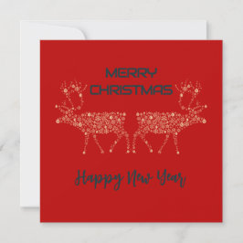 Tarjeta Festiva Red wish card Merry Christmas new year reindeer