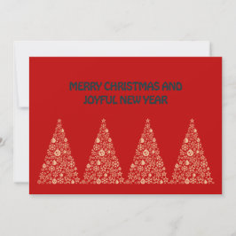 Tarjeta Festiva Red wish card New Year with tree Christmas 