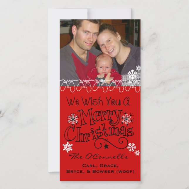 Tarjeta Festiva Red Wish You Merry Christmas Photo Card (Anverso)