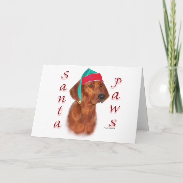 Tarjeta Festiva Redbone Coonhound Santa Paws (Anverso)