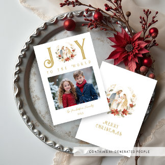 Tarjeta Festiva Refined Holy Nativity Joy To The World Quote