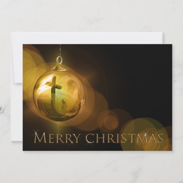 Tarjeta Festiva Reflexión ornamenta de cruz de Cristo personalizad (Anverso)