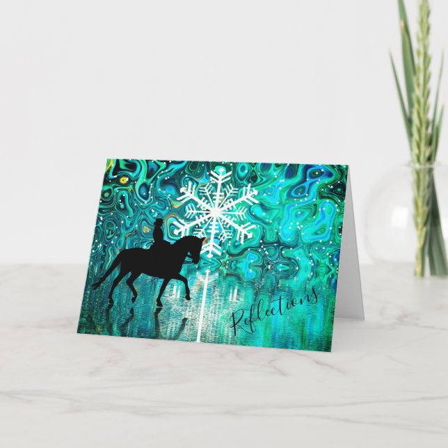 Tarjeta Festiva Reflexiones sobre el caballo de copo de nieve de i (Anverso)