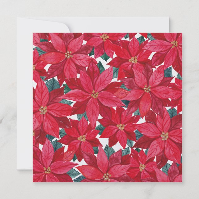Tarjeta Festiva Refugio de invierno de Poinsettias (Anverso)