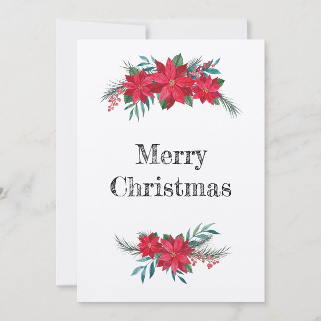 Tarjeta Festiva Refugio de invierno de Poinsettias (Anverso)