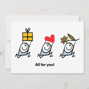 Tarjeta Festiva Regalo, corazón y flor