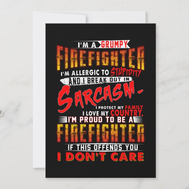 Tarjeta Festiva Regalo de bomberos | Soy un bombero gruñón (Anverso)