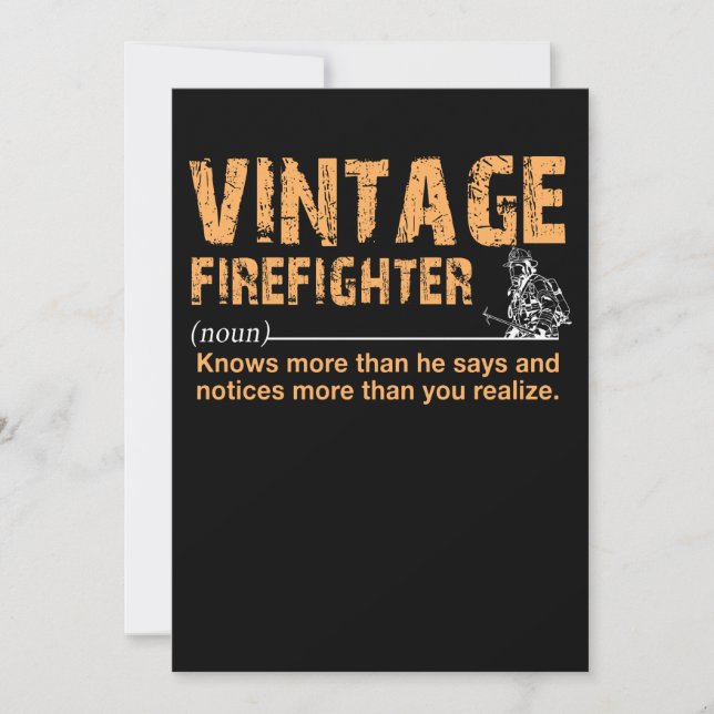 Tarjeta Festiva Regalo de bomberos | Vintage Firefighter Funny (Anverso)