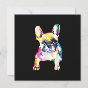 Tarjeta Festiva Regalo de Bulldog francés a mano de color acuático