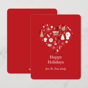 Tarjeta Festiva Regalo de Corazón Rojo Simple