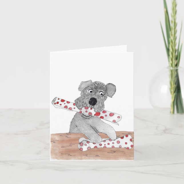 Tarjeta Festiva Regalo de envoltura de Schnauzer (Anverso)