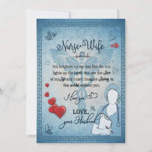 Tarjeta Festiva Regalo de esposa enfermera   Carta a la esposa del