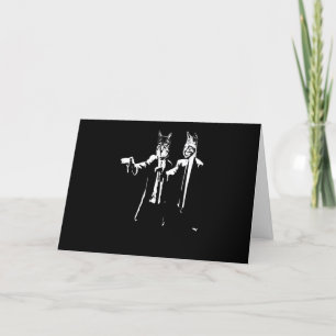 Tarjeta Festiva Regalo de gato   Hombre gato sosteniendo pistola C