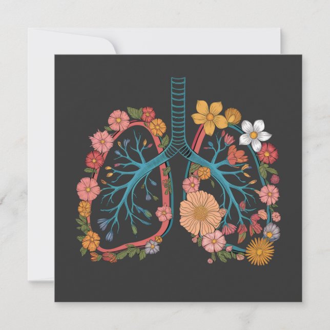 Tarjeta Festiva Regalo de Ilustracion de vectores de pulmones flor (Anverso)