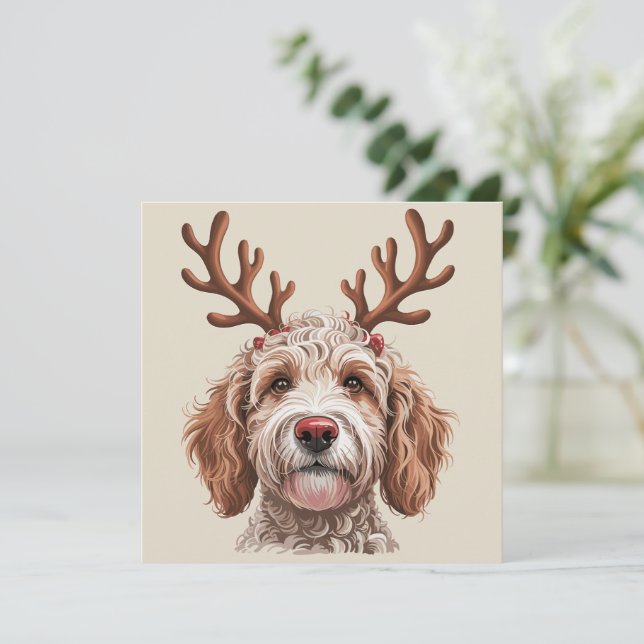 Tarjeta Festiva Regalo de mamá perra amante de Goldendoodle Navida (Anverso de pie)