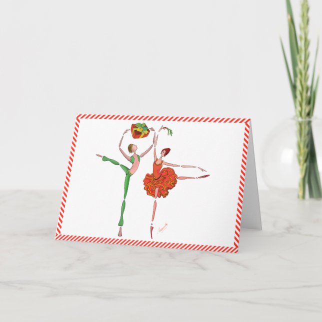 Tarjeta Festiva Regalo de Navidades de ballet , Mistletoe, Kitri y (Anverso)