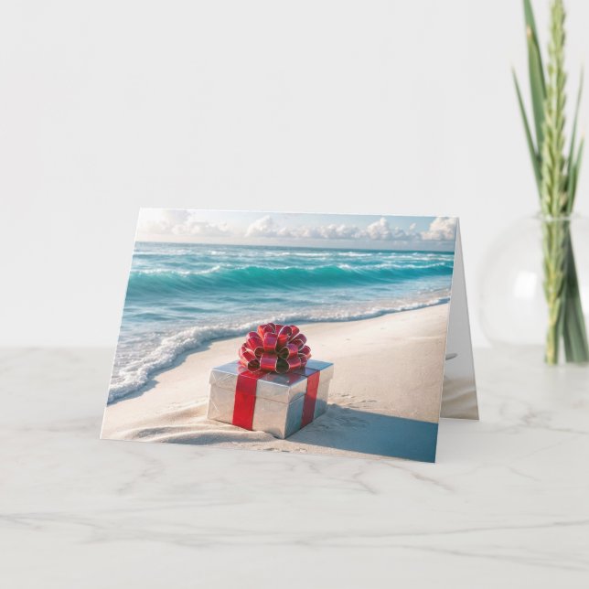 Tarjeta Festiva Regalo de Navidades de Ocean Seashore (Anverso)