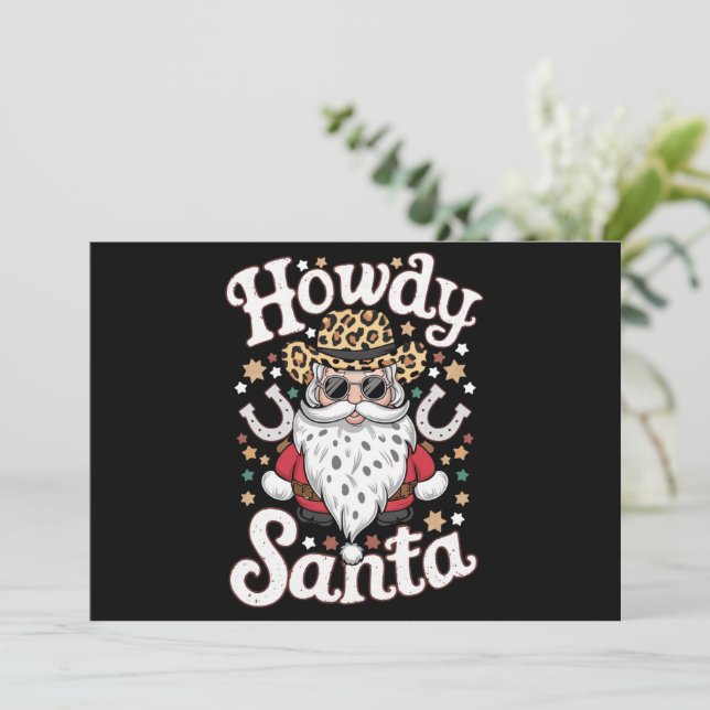 Tarjeta Festiva Regalo de Navidades de Rodeo Bostezo de Howdy Sant (Anverso de pie)