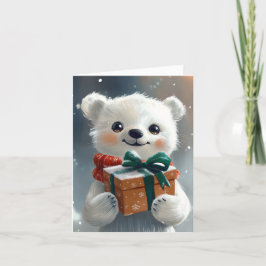 Tarjeta Festiva Regalo de oso polar festivo