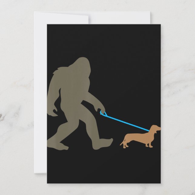 Tarjeta Festiva Regalo de Perro | Bigfoot Caminando Dachshund (Anverso)