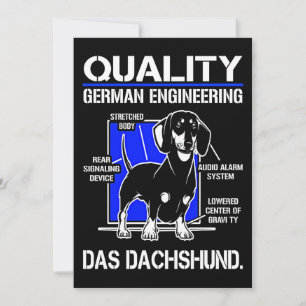 Tarjeta Festiva Regalo de Perro   Ingeniería Alemana Das Dachshund