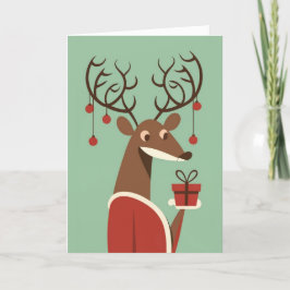 Tarjeta Festiva Regalo de renos minimalistas Navidades regalo de v