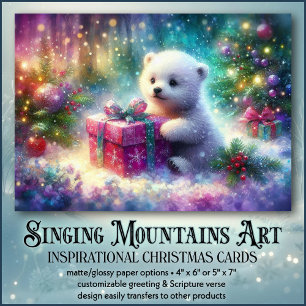 Tarjeta Festiva Regalo de salvación KJV Verse Cute Navidades