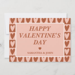 Tarjeta Festiva Regalo de San Valentín Corazones Boho de Terracota
