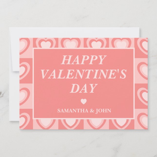 Tarjeta Festiva Regalo de San Valentín Corazones Retro Rosa Meloco (Anverso)