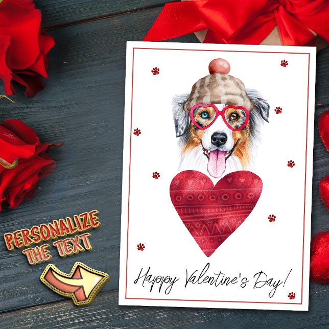 Tarjeta Festiva Regalo de San Valentín de Pastor Australiano (Subido por el creador)