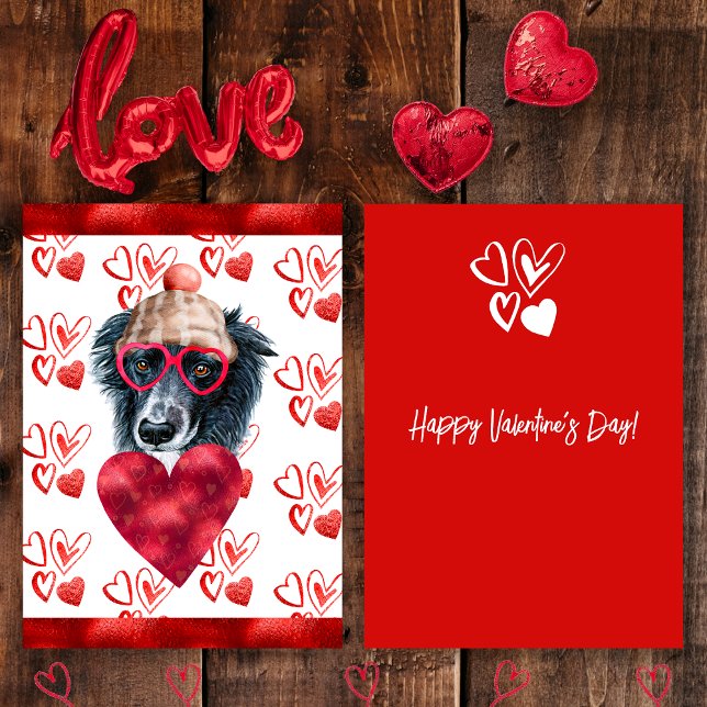Tarjeta Festiva Regalo de San Valentín de Perro Collie Fronterizo  (Subido por el creador)