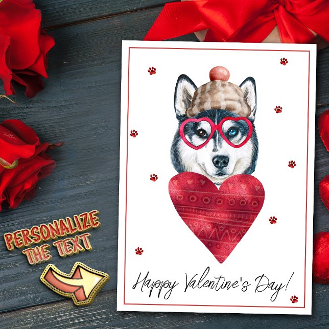 Tarjeta Festiva Regalo de San Valentín del Husky Perro Siberiano (Subido por el creador)