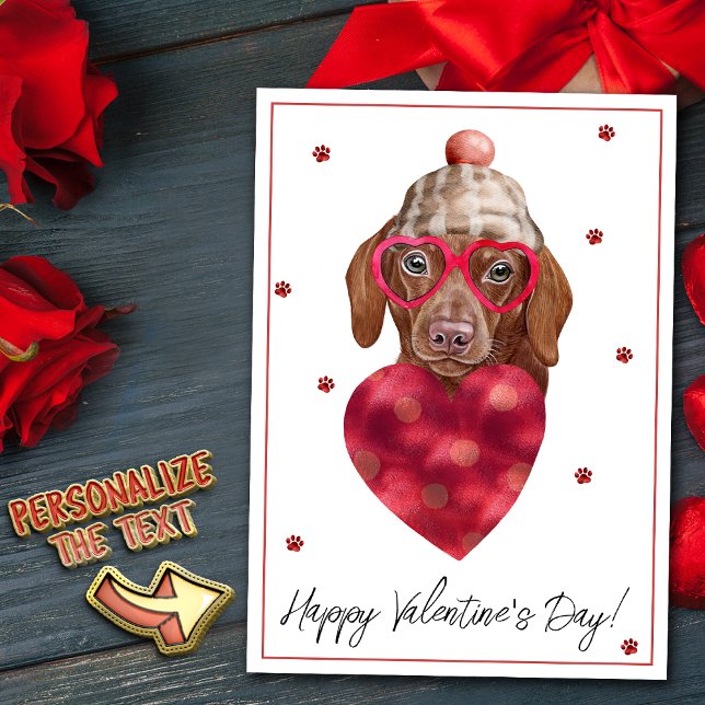 Tarjeta Festiva Regalo de San Valentín del perro Dachshund marrón (Subido por el creador)