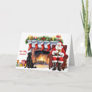 Tarjeta Festiva Regalo de Santa Flat Coated Retriever Perro Navida