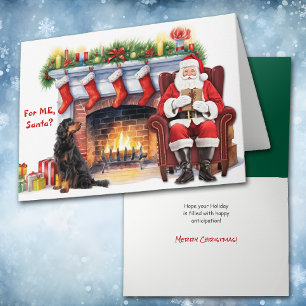 Tarjeta Festiva Regalo de Santa Gordon Setter Perro Navidades Lind