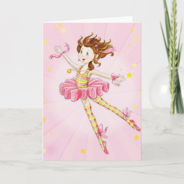 Tarjeta Festiva Regalo de una hija pequeña Ballerina personalizada (Anverso)