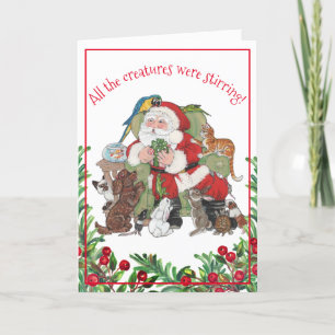 Tarjeta Festiva Regalo de vacaciones Santa Mascota Animales Perro