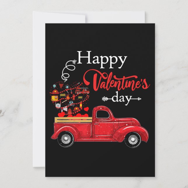 Tarjeta Festiva Regalo del bombero| Feliz Día de San Valentín (Anverso)